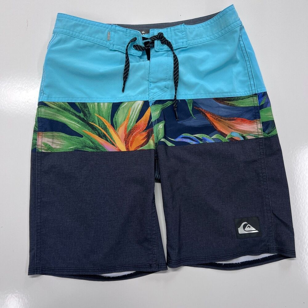 Quiksilver Highline Boardshorts Boys Size 26x12 Tropical Floral 4 Way Stretch